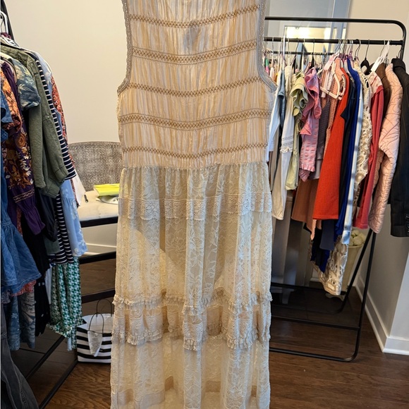 Free People Sweet Saloon Sleeveless Maxi Bodysuit in Tea Size Large NWT - Picture 9 of 9